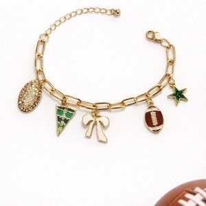 Playful Gold Football Charm Bracelet